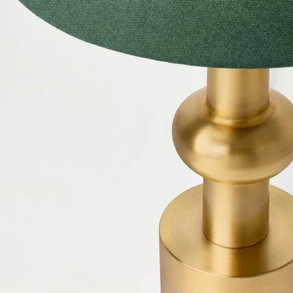 Hearth & Hand Vintage Style Brass Base & Dark Green Empire Shade 23" Table Lamp - Picture 4 of 7